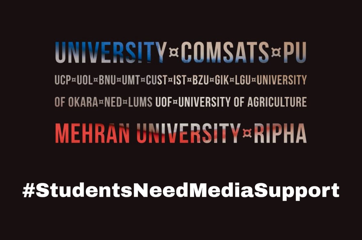 Syedahmed2001's tweet photo. #StudentsNeedMediaSupport 
@CTV_Digital @ARYNEWSOFFICIAL @GOPunjabPK @SHABAZGIL @ImranKhanPTI @geonews_urdu @HamidMirPAK https://t.co/H99msb9DZ8
