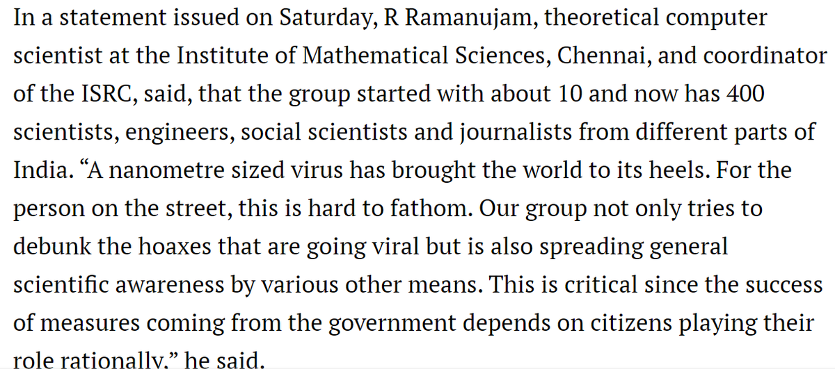 While it is called ISRC (Indian Scientist's response to COVID) making it sound like a panel of experts on COVID, it has non-biology, medical background scientists, journalists, "Social Scientists. The halo of "Scientists" is retained to maintain political relevance