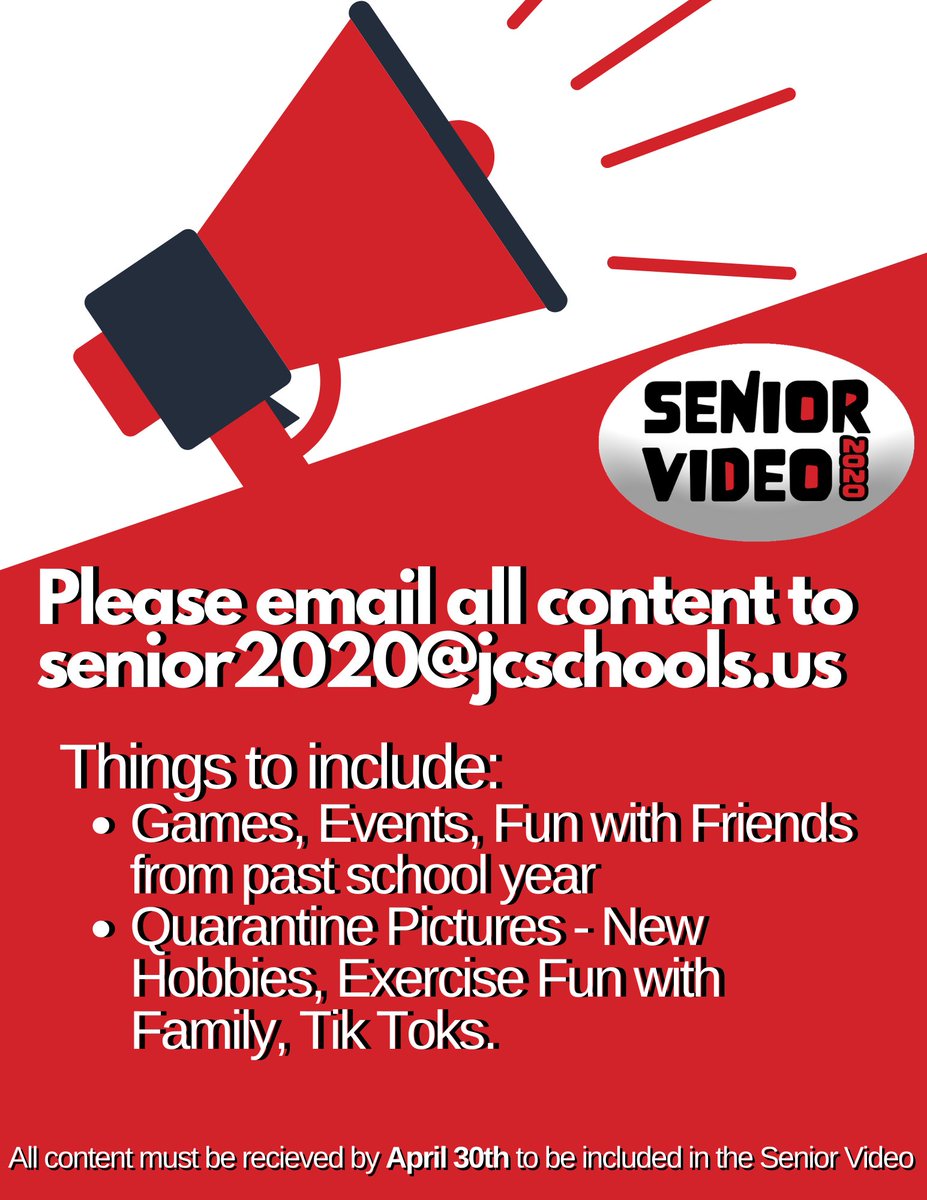 JeffCityStuco's tweet photo. Hey #Classof2020 Jays-we know this isn’t how we wanted our school year to end, but we still have plenty of fond memories to look back on and moments to celebrate. Help finish your Senior Video 👇 #finishstrong #jaypride https://t.co/7ID7UM6eNZ