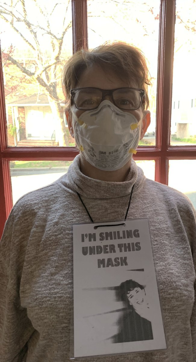 aladren's tweet photo. Last time I went shopping I kept saying "I'm actually smiling." So today I printed this to go out.
(BTW, the mask is an old one we used to abate some lead and could not be donated)
#ImSmilingUnderThisMask https://t.co/TgfKf16me2
