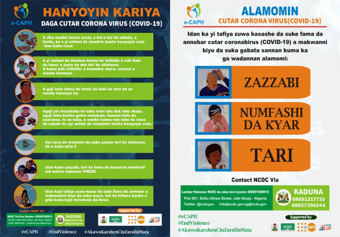 eCAPHNG's tweet photo. #Covid_19 #TakeResponsibility #AvoidSpread #StayAtHome #StayingAliveTogether @m_yu @elrufai @KDHSSD @Babajodisablef1 @KAYCDEV @anayd_africa @UnfpaK @calped4devt @UNFPANigeria @m_yushau @UNFPA @riseupforgirls @streetchilduk @NGYouthSDGs @COVID19Tracking @MOJKaduna @HafsatMohBaba https://t.co/24eOu6gukN