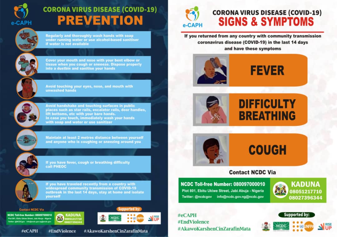 eCAPHNG's tweet photo. #Covid_19 #TakeResponsibility #AvoidSpread #StayAtHome #StayingAliveTogether @m_yu @elrufai @KDHSSD @Babajodisablef1 @KAYCDEV @anayd_africa @UnfpaK @calped4devt @UNFPANigeria @m_yushau @UNFPA @riseupforgirls @streetchilduk @NGYouthSDGs @COVID19Tracking @MOJKaduna @HafsatMohBaba https://t.co/24eOu6gukN