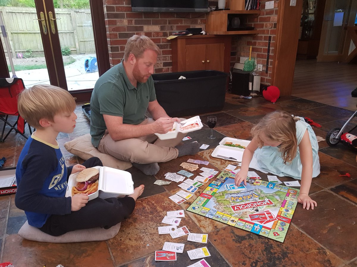 FcaStef's tweet photo. Saturday night fun playing monopoly and a lovely takeaway from the Dykes End in Reach  #scampiandchips #burgers #fishandchips https://t.co/scbnE9HvX2