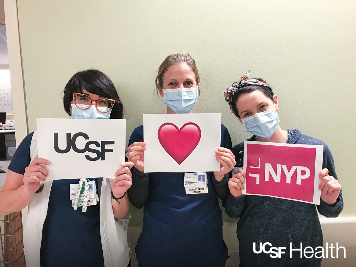 UCSFHospitals's tweet image. Our nursing teams gave an amazing send-off to the 20 UCSF doctors and nurses who volunteered to work in the heart of the #COVID19 pandemic at @nyphospital in #NewYorkCity for the next month! 🌉❤️🗽
#UCSFHeroes