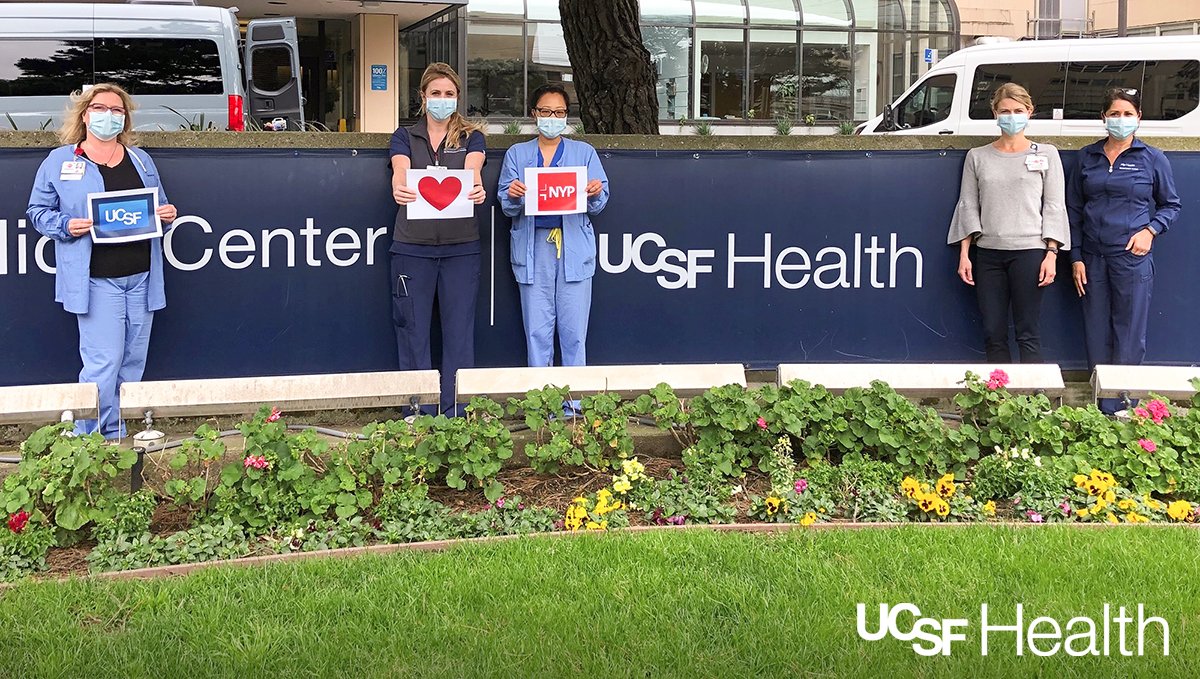 UCSFHospitals's tweet image. Our nursing teams gave an amazing send-off to the 20 UCSF doctors and nurses who volunteered to work in the heart of the #COVID19 pandemic at @nyphospital in #NewYorkCity for the next month! 🌉❤️🗽
#UCSFHeroes