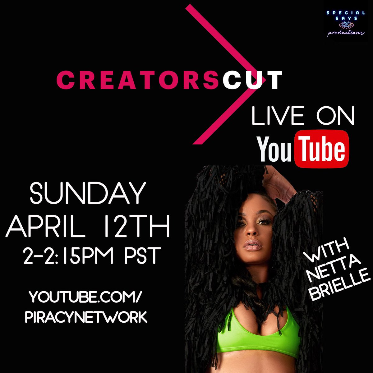 NettaBrielle's tweet photo. Join us LIVE tomorrow at 2PM PST! #CreatorsCut with my girl @SpecialSays! We will talk about my new video “Bay 2 LA” and probably everything else lol! 
Come join us!! https://t.co/WXXfPU2jE4