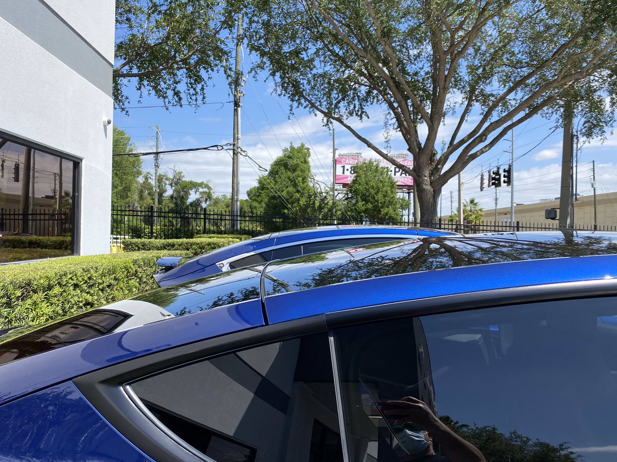 bombero1394's tweet photo. Model Y in the family now. SN501. Not much smaller than the X. According to our local @Tesla the hitch can be installed after delivery and for the same $1k. Really diggin all the black and the standard tinted windows,+all the panels,paint are perfect. Another great job @elonmusk https://t.co/TUXnBeZ5Pk