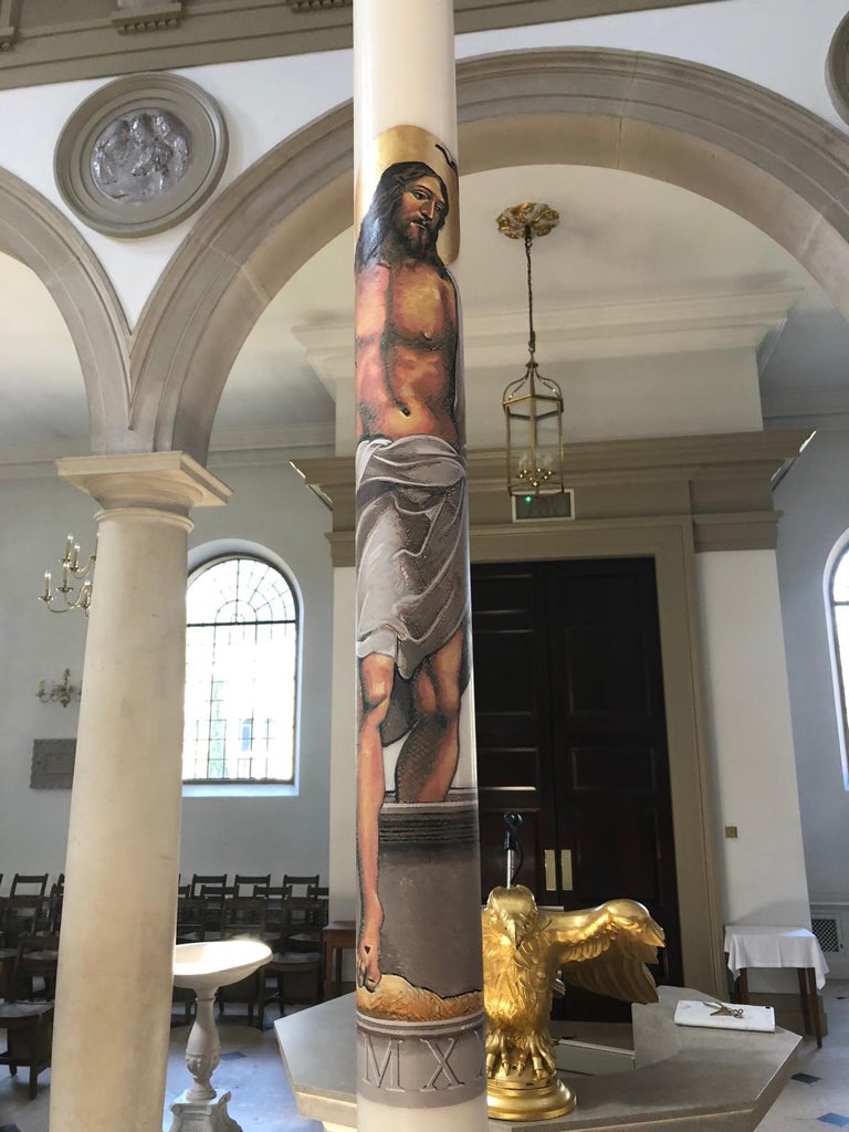 cathedralb1's tweet photo. This year's Paschal Candle has been designed and painted by the London based artist, Mike Quirke. It is a striking and vigorous depiction of the Risen Christ. 

https://t.co/jgkDXKFc0t https://t.co/5bwrUw6hyb