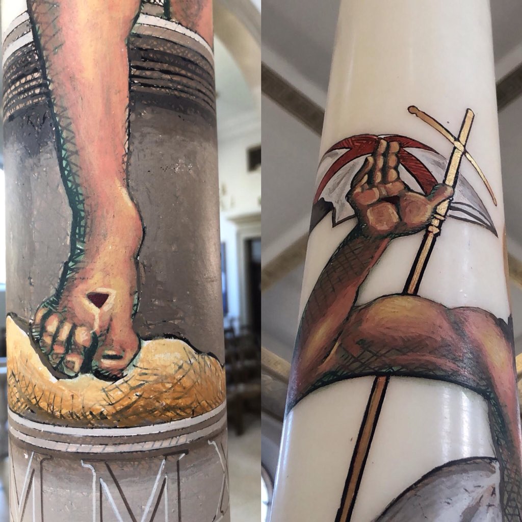 cathedralb1's tweet photo. This year's Paschal Candle has been designed and painted by the London based artist, Mike Quirke. It is a striking and vigorous depiction of the Risen Christ. 

https://t.co/jgkDXKFc0t https://t.co/5bwrUw6hyb