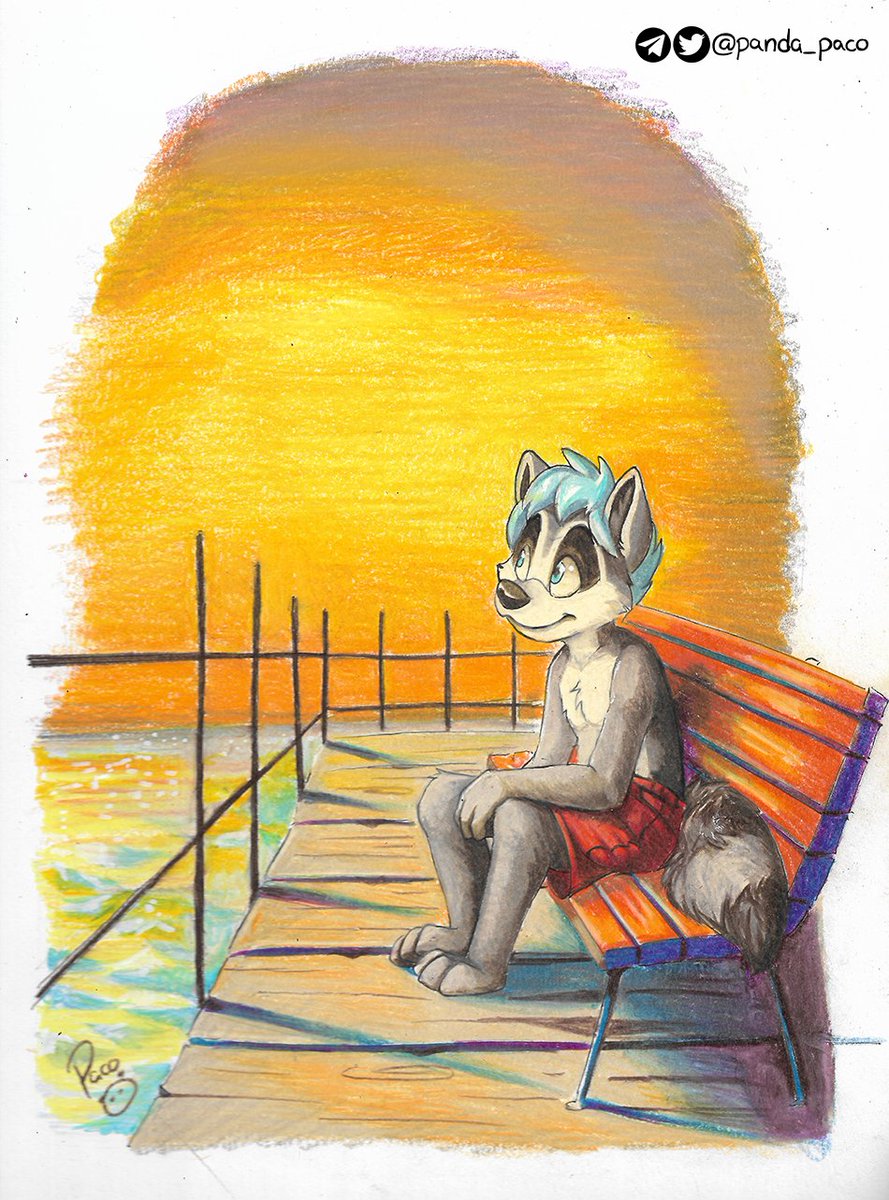 Beach Sunset Drawing Color Pencil