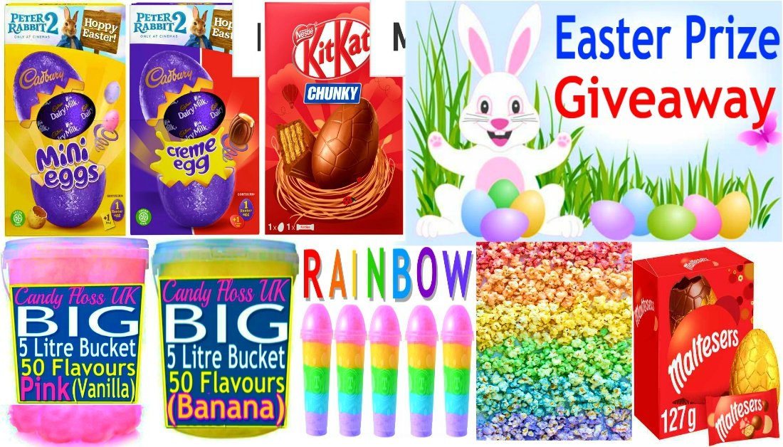 PopcornFlossCo's tweet photo. 🎉🎉Last Chance To Enter Our Big Easter Giveaway Winner Announced Tomorrow

❤️To Enter Retweet This Post &amp; Follow Us On Twitter 

What You Win:

5 Easter Eggs
Variety Of Popcorn
2 x5 Litre Floss Buckets
5 Rainbow Cups

🧡Happy Easter To All Much Love &amp; Stay Positive https://t.co/PINYt9tqey
