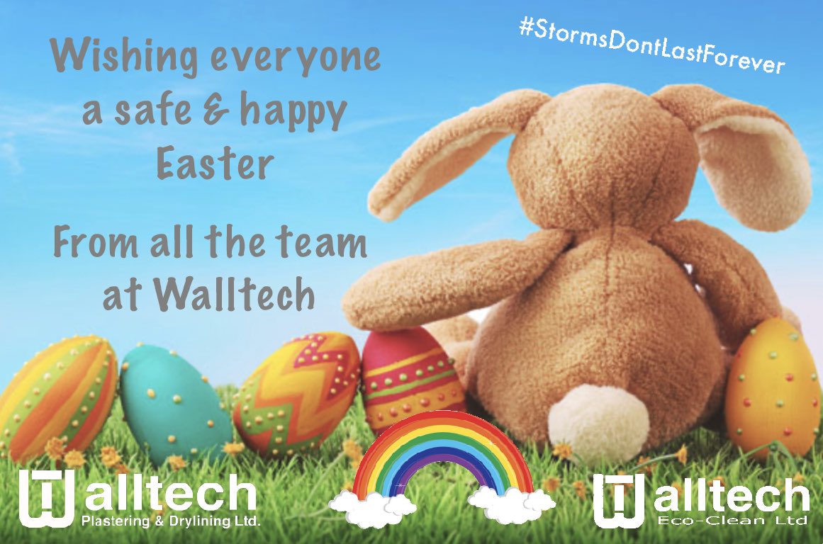 Wishing all our family, friends, colleagues, clients &amp; followers a safe and happy Easter. An Easter like no other. Look out for one another, video call family and friends, eat to much chocolate and remember, storms don’t last forever 🌈 🐣 🐰 
#walltechireland #happyeaster
