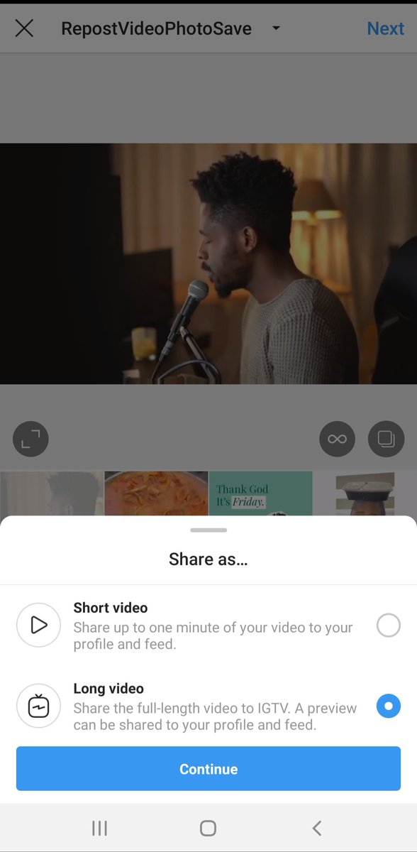 Here's how to set up the IGTV series on your Instagram page.Step 1 Upload the video - choose the long video option