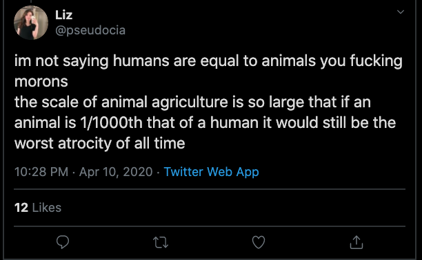 4. I think to have a good faith argument, and not simply reduce away someone's objections to them "not being able to fathom the horror!" because the numbers are so hugeand so while I have refrained from the "moral calculus" everyone seems to be playing with, I'll play along