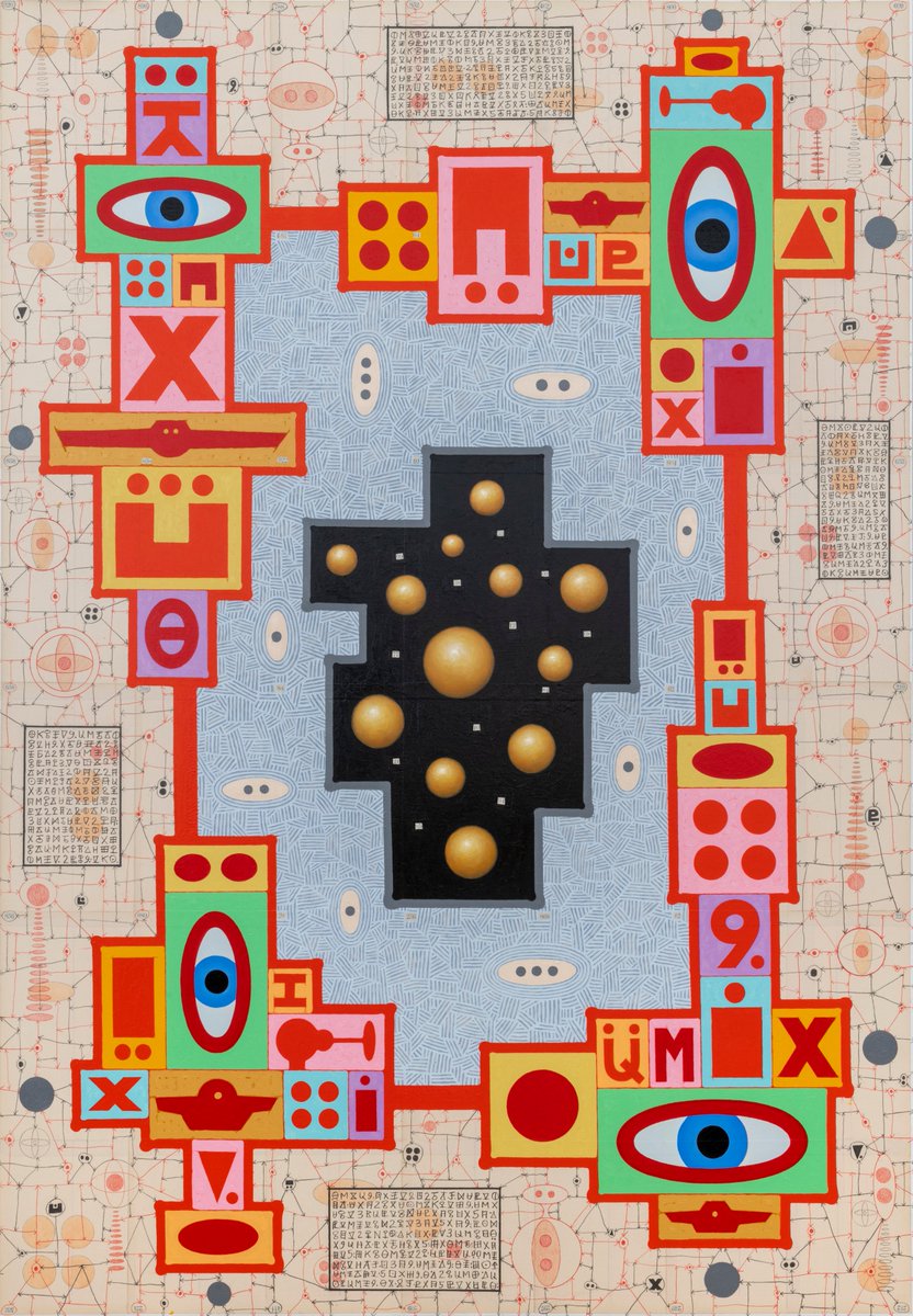 edlingallery's tweet photo. Catch @karlajknight's Notes from the Lightship in our online viewing room: https://t.co/L01patos1U🔗Voyage (OUM-17), 2019, Oil, flashe, colored pencil, and graphite on ledger paper mounted on linen, 75 x 52 inches #karlaknight #visionaryart #spaceship  #cosmic #femaleartist https://t.co/2Dw6WgnDHO
