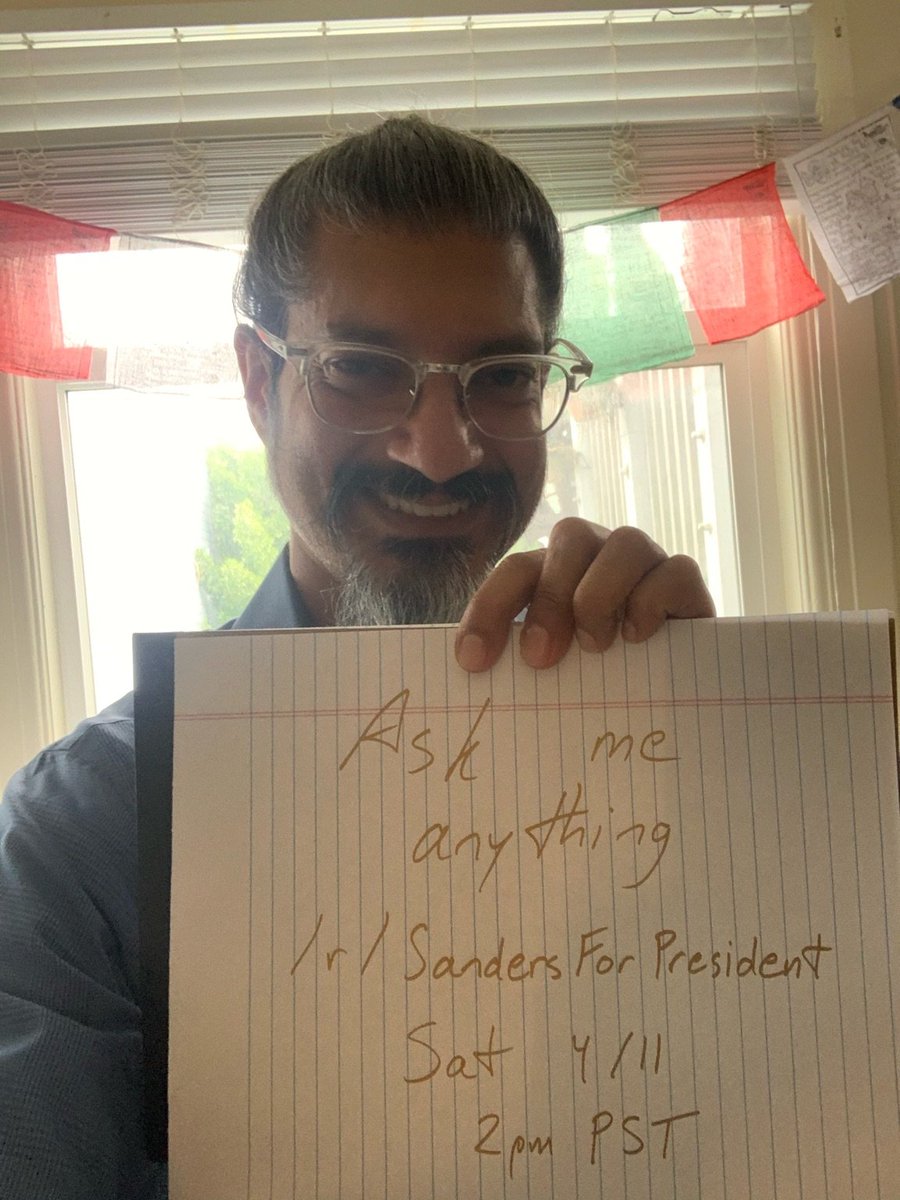 ShahidForChange's tweet photo. Join us for an AMA on Reddit at r/SandersForPresident at 2PM PT / 5PM ET! I'll be answering your questions about the pandemic, defeating dystopia, and our movement to win in November!

https://t.co/4VILf9YMoN https://t.co/dC4R2UO1Nf