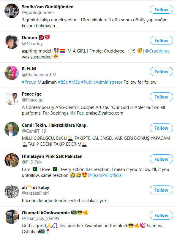 pccowards's tweet photo. @lifeofbryony Parody renamed pre-existing account. All previous tweets deleted. Here are the first people 'Bryony' followed. Draw your own conclusions. https://t.co/KhPOWcUA5M