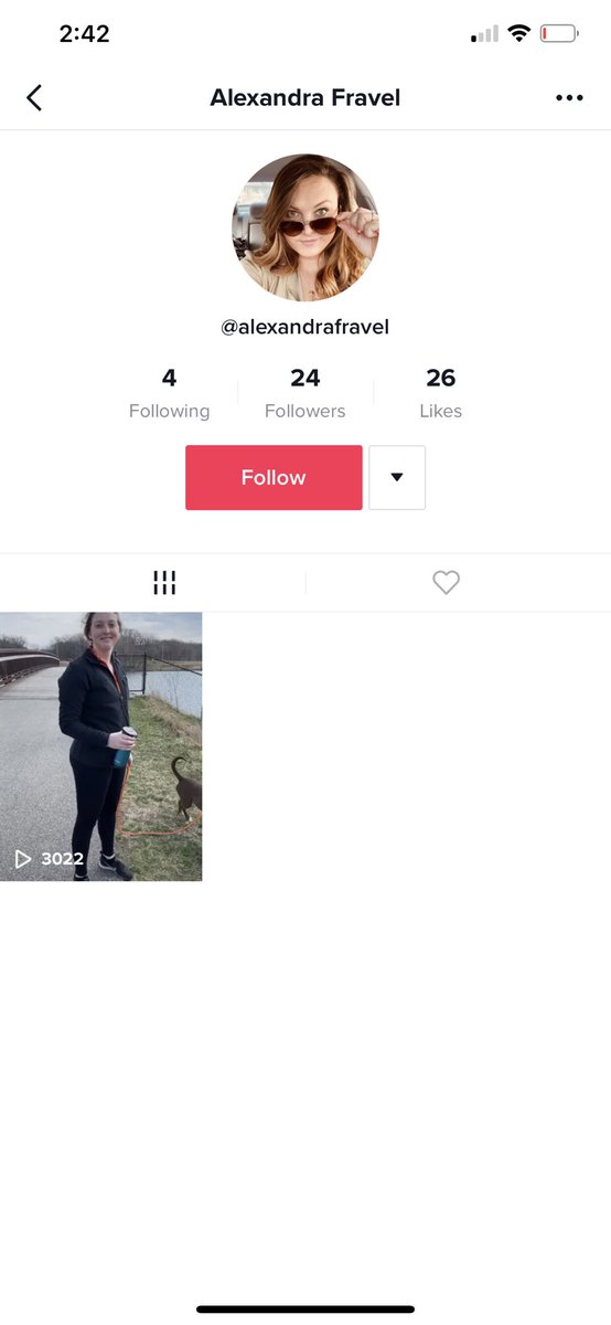 I’m pretty sure this is her TikTok (AlexandraFravel) but the video is no longer on her profile https://vm.tiktok.com/nx7Qcc/ 