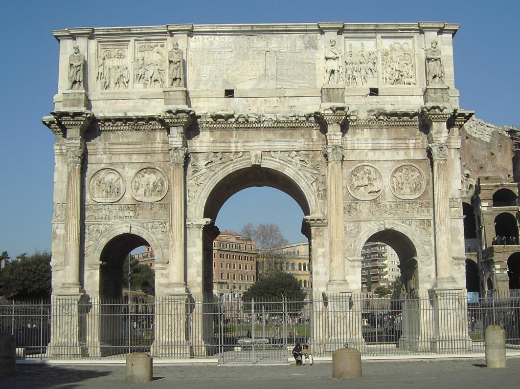 Two pillars - on either side are bound together to create a unified support structure and a gateway/passageway/portal. This can be displayed in a single arch or more symbolically prevalent in 3 separate arches.