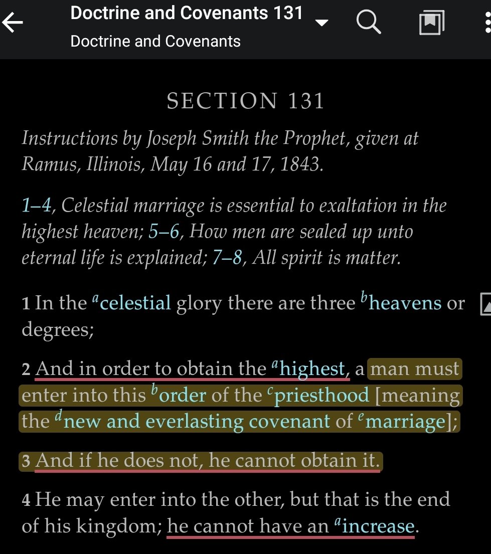 "And in order to obtain the highest, a man must enter into this order of the priesthood [meaning the new and everlasting covenant of marriage];And if he does not, he cannot obtain it" #DezNat