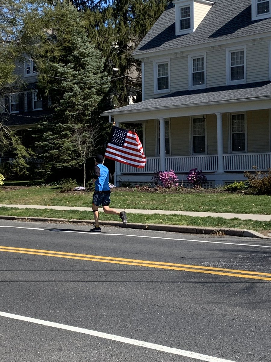 alexgeorgetv's tweet photo. There’s a man in Moorestown, NJ that runs with this flag every day. I saw him last week and got a bit teary eyed. A few people around town saw him, too. I’d love to know his story...if anyone knows him or if he would be interested....email me! Alexandra.george@foxtv.com https://t.co/PTfUZiBxP7