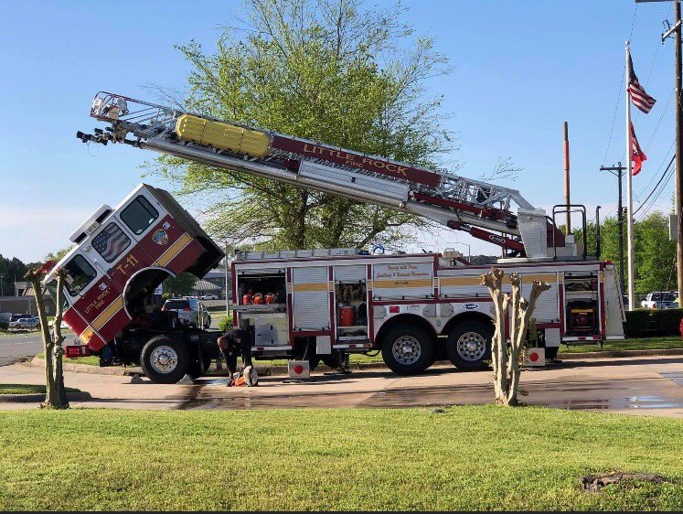 Truck 11 completes an early morning Apparatus check. This is a practice we do every morning to insure we are ready for anything at any time.
