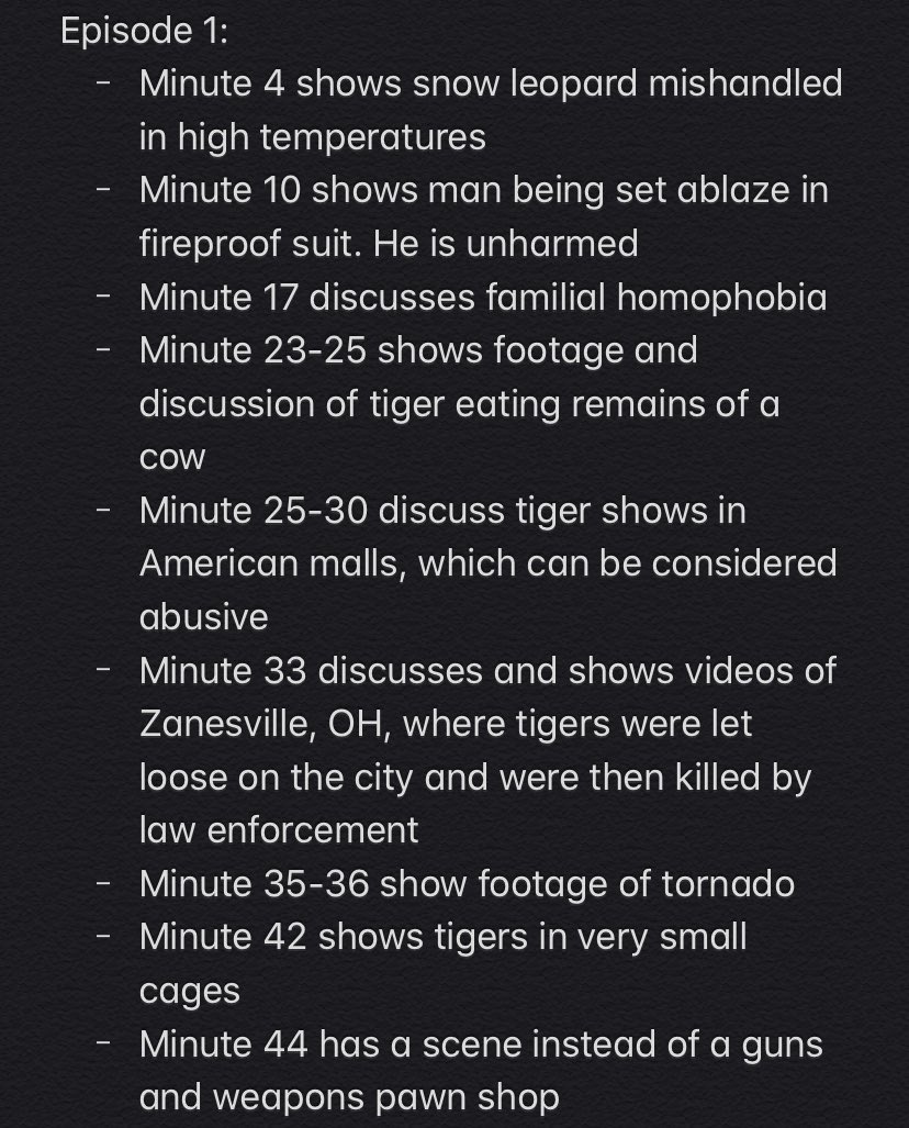 car_monet's tweet photo. !! PLEASE READ !!
Comprehensive list of trigger/content warnings for Tiger King on Netfliex (1/2)
Spoilers included in TWs https://t.co/VgkfyqjtSB