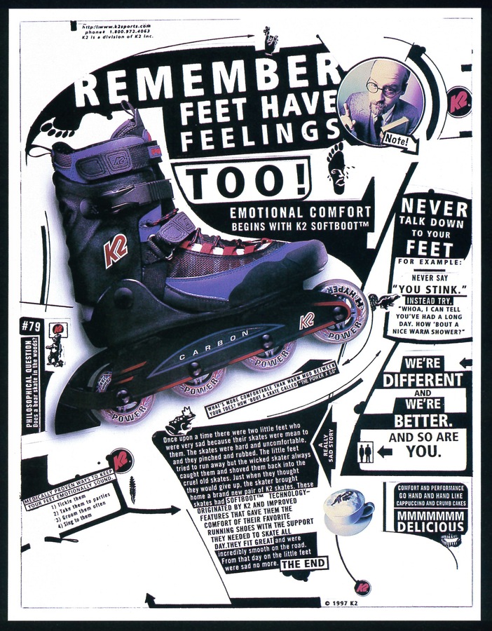 Grunge Corporatism The inevitable appropriation of 90s grunge aesthetic by corporations in the name of appearing authentic. Utilizing zine typography, bleeding colors and rusted, industrial accents to give a "well-worn" appearance, Grunge Corporatism was very popular in 90s ads