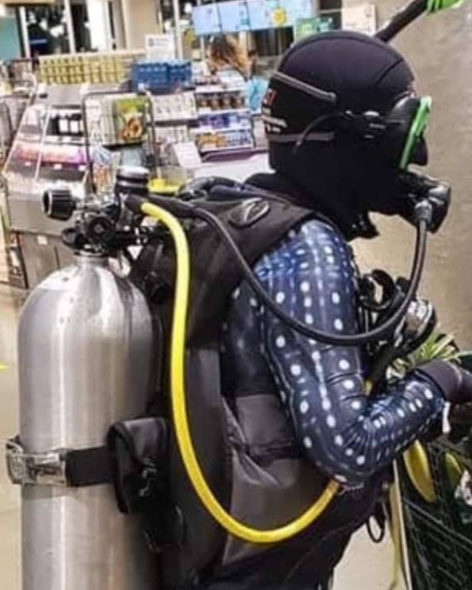 CapePD's tweet photo. People have been asked to wear masks while out in the public, but  this might be taking it too far.

#stayhomeSWFL https://t.co/ms6qpfkTFx