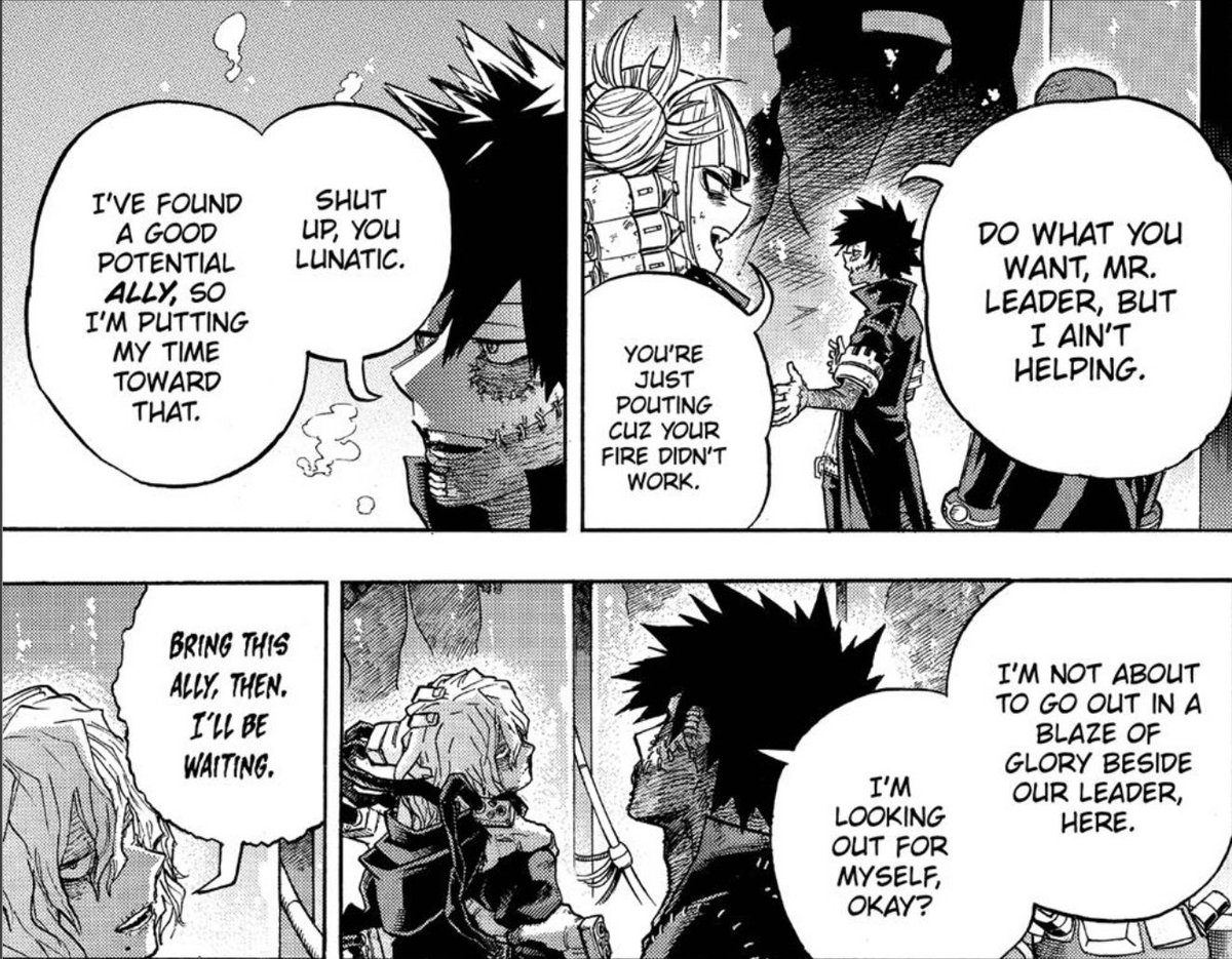 - hawks has no right to refuse his missions while dabi simply does whatever he wants