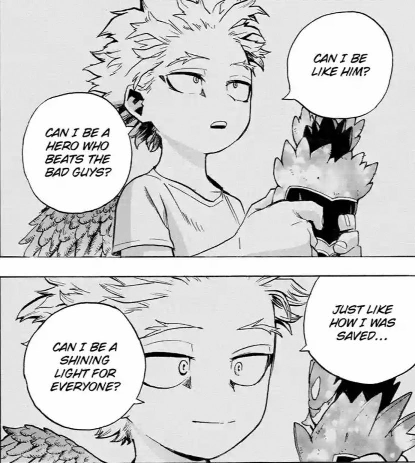- keigo was blinded by endeavor's false image, admired him till now and wanted to give him a push to be the true hope the hero society needs, touya probably knew endeavor's true face more than anyone and lives for to be reason of his fall