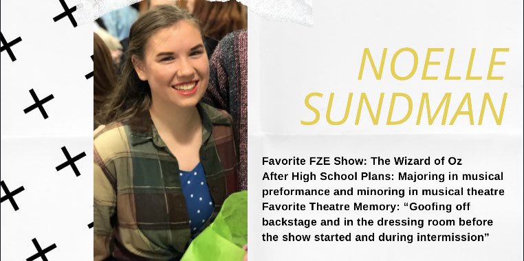FZEThespians's tweet photo. Our Senior of the Day, Noelle Sundman! https://t.co/Mgp9jpSY1L