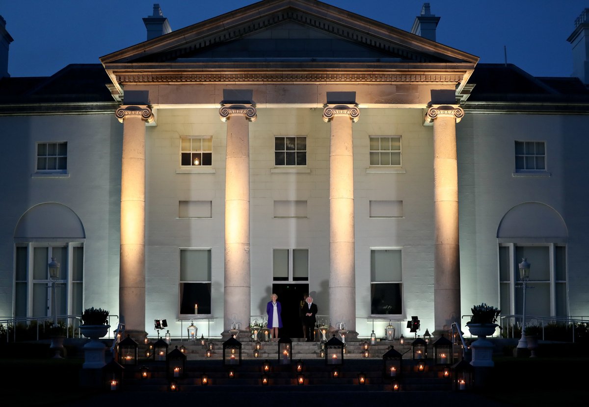 PresidentIRL's tweet photo. President and Sabina Higgins joined the 'Shine Your Light' / 'Lanraigh Do Sholas' campaign, lighting lanterns as a symbol of hope and solidarity.

https://t.co/PeqaS8DbqI #ShineYourLight https://t.co/jdKChYe5CD
