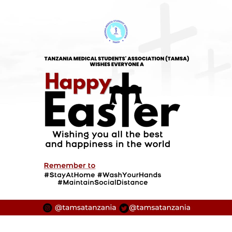 tamsatanzania's tweet photo. We wish you and your family a #HappyEaster 

▫️Remember to #StayAtHome, #WashYourHands and Always Maintain #SocialDistancing. 

#CommittedToServe https://t.co/6VYlNMzx4b