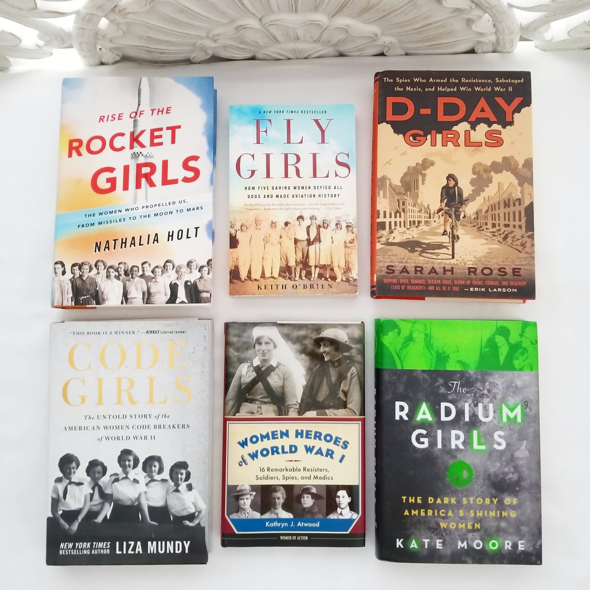 readingWW's tweet photo. Second installment of the #sixfacesbookchallenge
#codegirls #lizamundy #radiumgirls #katemoore #riseoftherocketgirls #nathaliaholt #womenherosofworldwarone #kathrynjatwood #ddaygirls #sarahrose #flygirls #keithobrien #fiercefemales #womeninhistory #historicalwomen #womenheros https://t.co/OiGYZ3FCGW