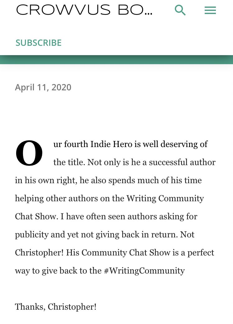 CJAggett's tweet photo. A preview of the interview below. Please read and share. I discuss the reasons behind the #Writingcommunitychstshow and the #WritingCommunityBedtimeStory challenge.
@ChrisHooley2020 @ENTPDiary
https://t.co/4zQ5GgXKsG https://t.co/wlyVhK1Iu4