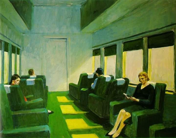 fraveris's tweet photo. "I don't paint loneliness, I describe the absence of sociability between individuals"

Edward Hopper (1882-1967), Chair Car, 1965 https://t.co/ewuk7fRYm7