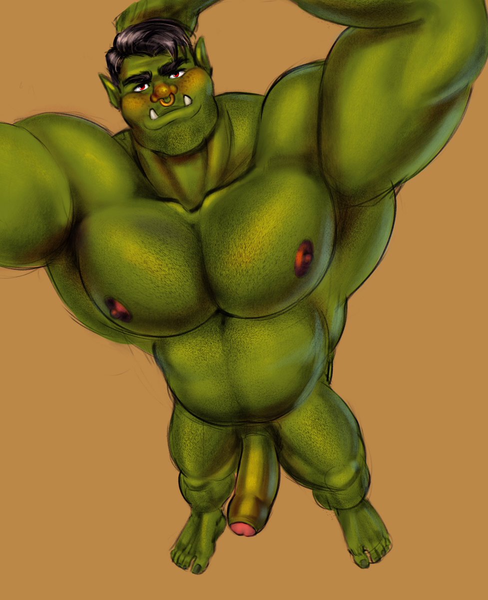 drachentail's tweet photo. Is it hot in here or is it just me 😏
Had fun drawing this beefy orc daddy :)
#bara #muscle #gay https://t.co/qkGGEw12zS