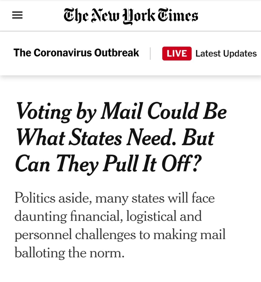CORRUPT & BROKEN1) This talk of the Democratic Party pushing the idea of mail-in ballots in the coming 2020 US election due to the Covid-19 pandemic is fairly concerning.