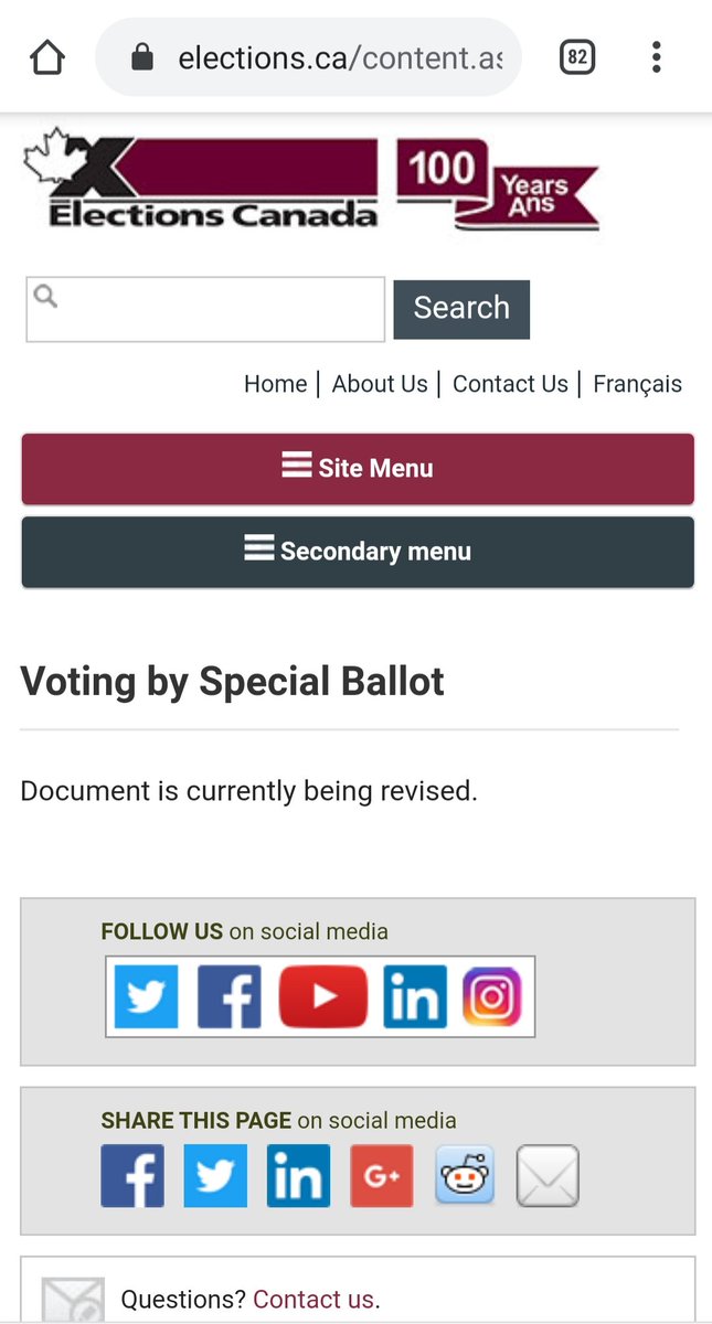 5) I wanted to "Learn more about voting by special ballot" as indicated on the information page above, but I found that their website is currently revising the document(s). I found a similar error page when following a link to EC's 'special ballots info' on a different website.