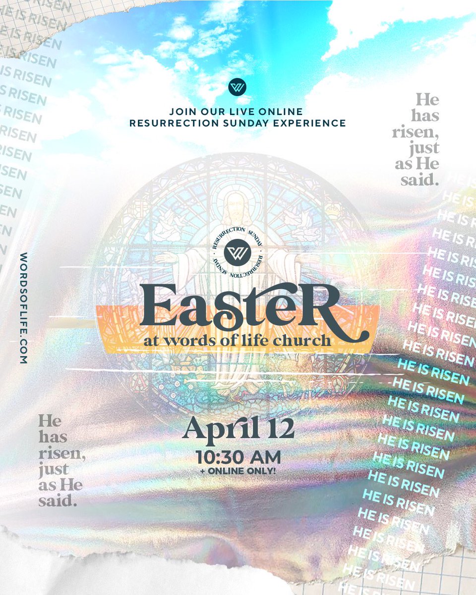 wordsoflife's tweet photo. We invite you to join us for a special Resurrection Day Service tomorrow, April 12 at 10:30 AM. Gather your family around a TV or computer and worship with us as we Celebrate our Lord and Savior! 
You can watch the service Live at https://t.co/sqe4br5Cfq. #Resurection https://t.co/k41O73ko3L
