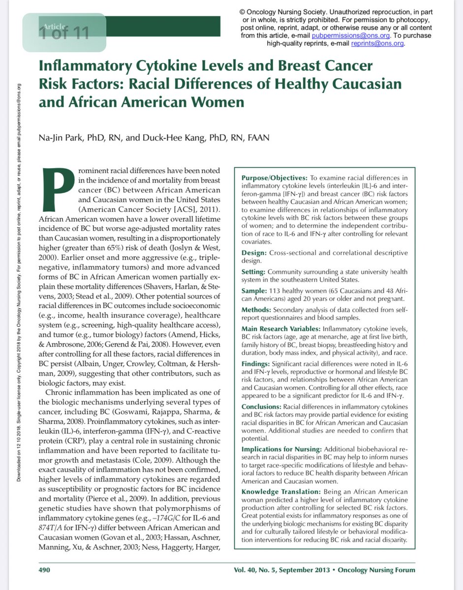 There’s an interesting line of research on racial disparities related to inflammatory cytokine production. This is particularly notable because doctors believe so-called “cytokine storms” may explain why some  #COVID19 patients get so sick and/or die. https://pdfs.semanticscholar.org/4349/119a40a16e2d583dfc5437ff8a54f57793c5.pdf