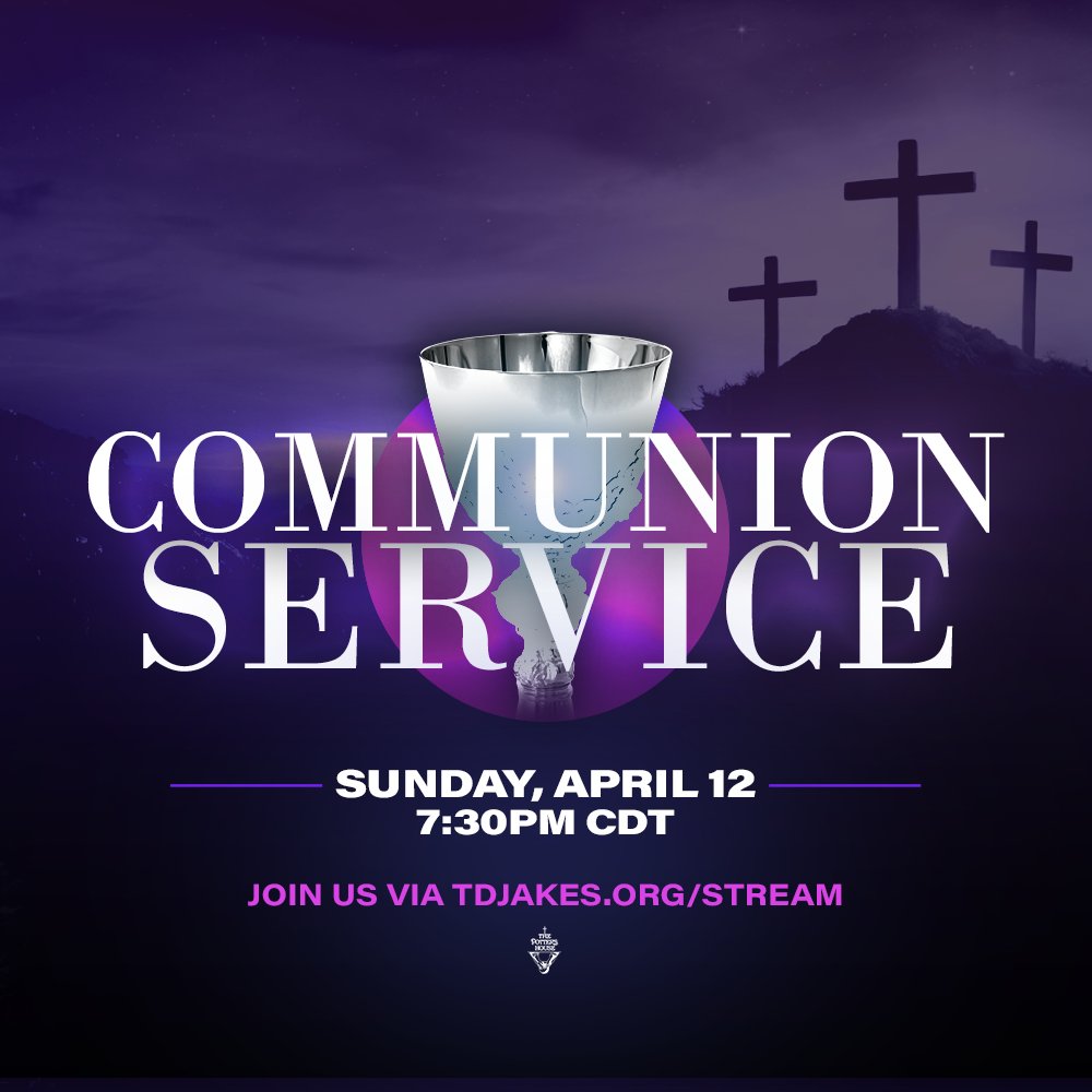 Though we can't meet physically, grab your Communion Elements and stream Communion Service, tomorrow at 7:30 P.M.(CDT)!

We can't wait for you and your loved ones to join us!

Go to TDJakes.org/Stream for our streaming options. #TPHOnline