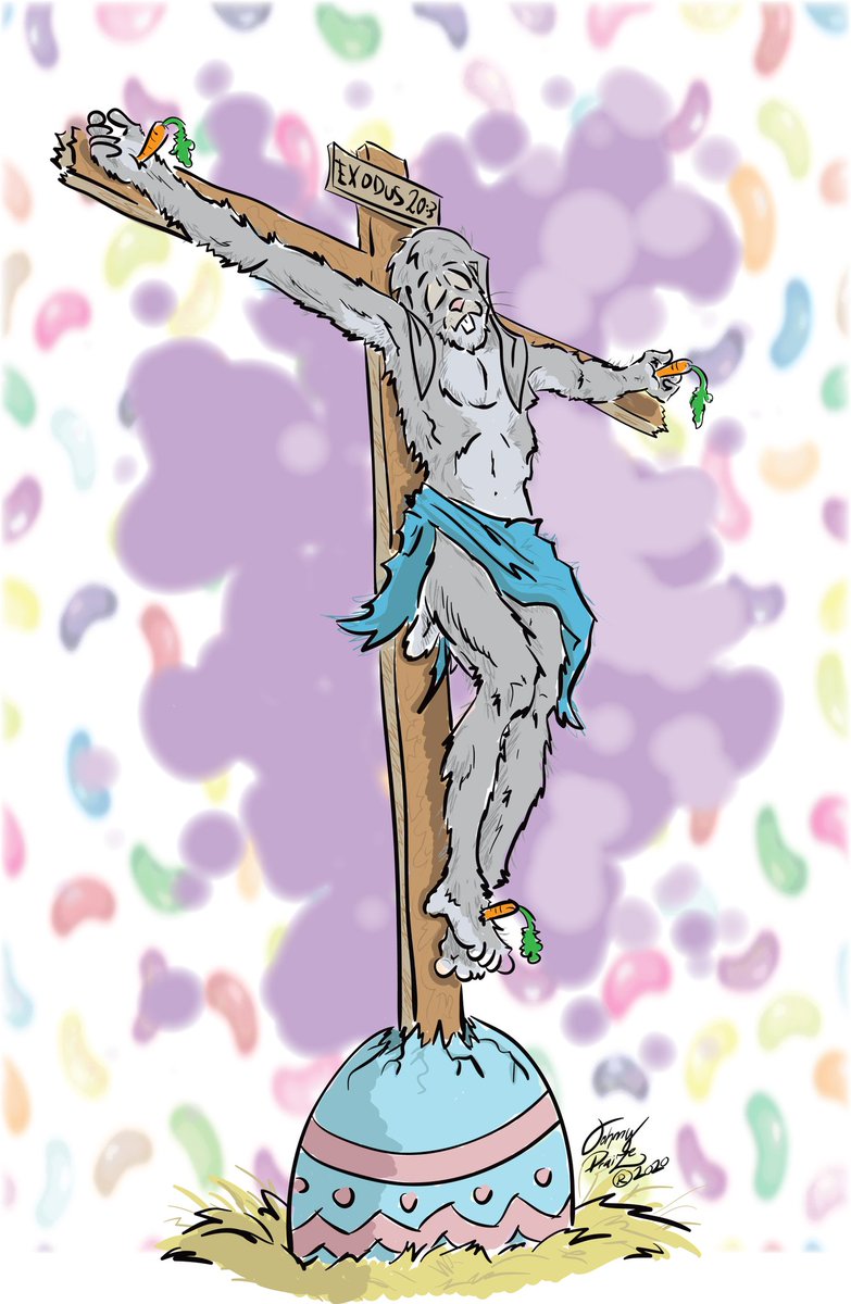 JohnnyPraize's tweet photo. Crucified Bunny - Illustrated by Johnny Praize
#JesusIsRisen
#JesusIsTheReason
#KnowTheTrueMeaningOfEaster
#NoMoreEasterBunnies
#NoMoreEasterEggs
#NoMoreJellyBeans
#TheEasterBunnyIsDead
#CartoonsForChrist
#DrawingsThatHonorGod
#IllustrationsByJohnnyPraize https://t.co/HBxicfp9bs