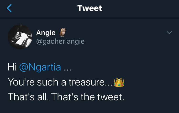 So this is for you  @gacheriangie:Thank you for existing.Thank you for deciding to be kind to an internet stranger for no reason. Your words have carried me through a lot of darkness, heartbreak, self-doubt and pain.Seeing your DM/mentions now automatically lifts my spirits.
