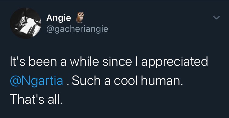 So this is for you  @gacheriangie:Thank you for existing.Thank you for deciding to be kind to an internet stranger for no reason. Your words have carried me through a lot of darkness, heartbreak, self-doubt and pain.Seeing your DM/mentions now automatically lifts my spirits.