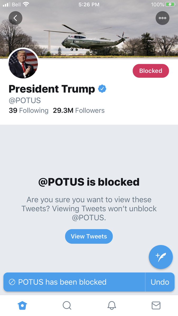 JustAMazen's tweet photo. @davidaxelrod @POTUS I blocked @ real Donald Trump but had forgotten about @ POTUS 
Now they’re both blocked!
Waiting for @JoeBiden to lead US🇺🇸
#BlockrealDonaldTrump #BlockPOTUS 
#Im4JoeBiden https://t.co/Wy5X9vx8ok