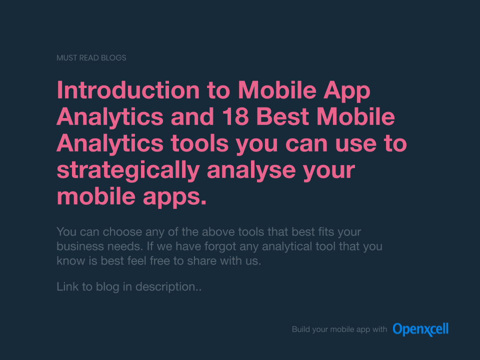 openxcell's tweet image. 𝟏𝟖 𝐌𝐨𝐛𝐢𝐥𝐞 𝐀𝐧𝐚𝐥𝐲𝐭𝐢𝐜𝐬 𝐭𝐨𝐨𝐥𝐬 𝐲𝐨𝐮 𝐜𝐚𝐧 𝐮𝐬𝐞 𝐭𝐨 𝐬𝐭𝐫𝐚𝐭𝐞𝐠𝐢𝐜𝐚𝐥𝐥𝐲 𝐚𝐧𝐚𝐥𝐲𝐳𝐞 𝐲𝐨𝐮𝐫 𝐦𝐨𝐛𝐢𝐥𝐞 𝐚𝐩𝐩𝐬. 
𝐑𝐞𝐚𝐝 𝐢𝐧 𝐝𝐞𝐭𝐚𝐢𝐥: bit.ly/2V0lcZc
#MobileAppAnalytics #MobileAppAnalyticsTools #OpenXcellBlog