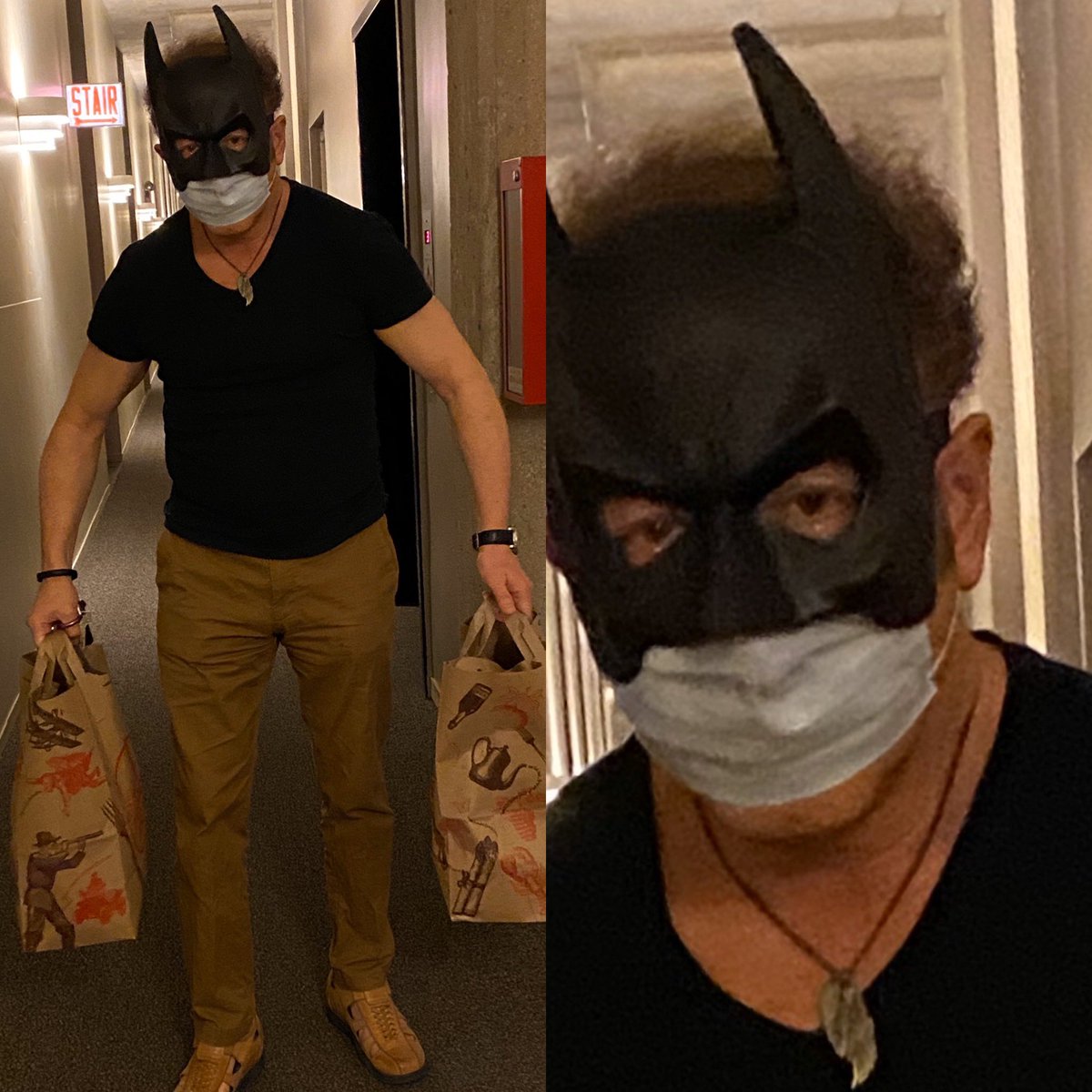 sidneyseer's tweet photo. Yes, I did go to the store this way today! #COVID-19 #Mask #ProtectYourself #Batman https://t.co/VnpCYcgWhF
