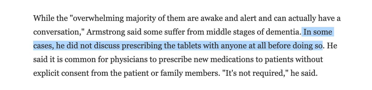 And we already know that Armstrong didn't "consult with" (and therefore could not have obtained informed consent from) several patients that he turned into research guinea pigs: